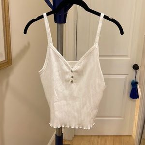 American Eagle white tank with buttons